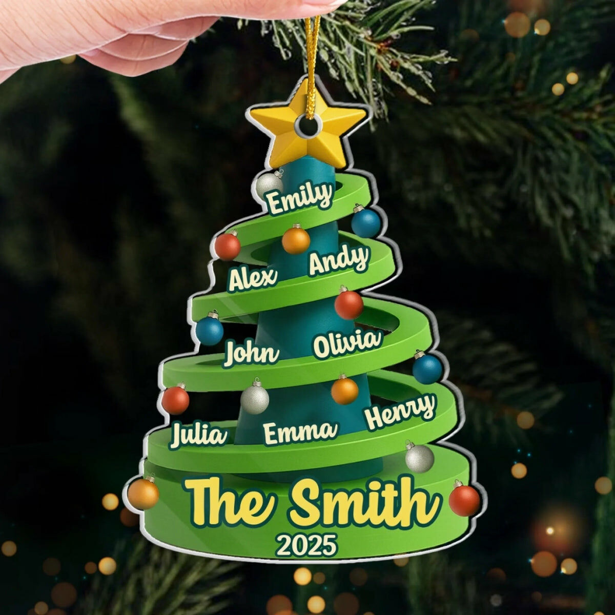 Personalized Christmas Tree Shape Customized Family Name Christmas Gift for Parents