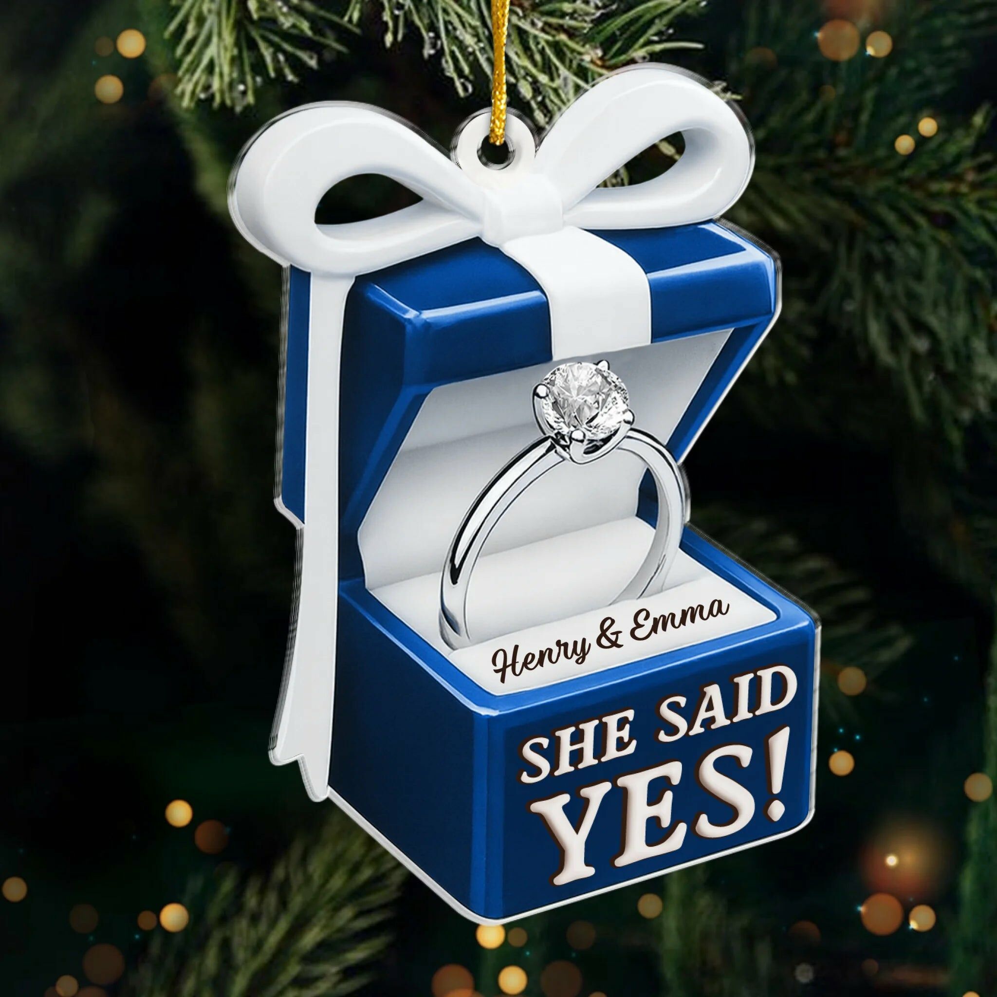 Personalized Ring Box Shape Pendant Customized Name Gift for Couples