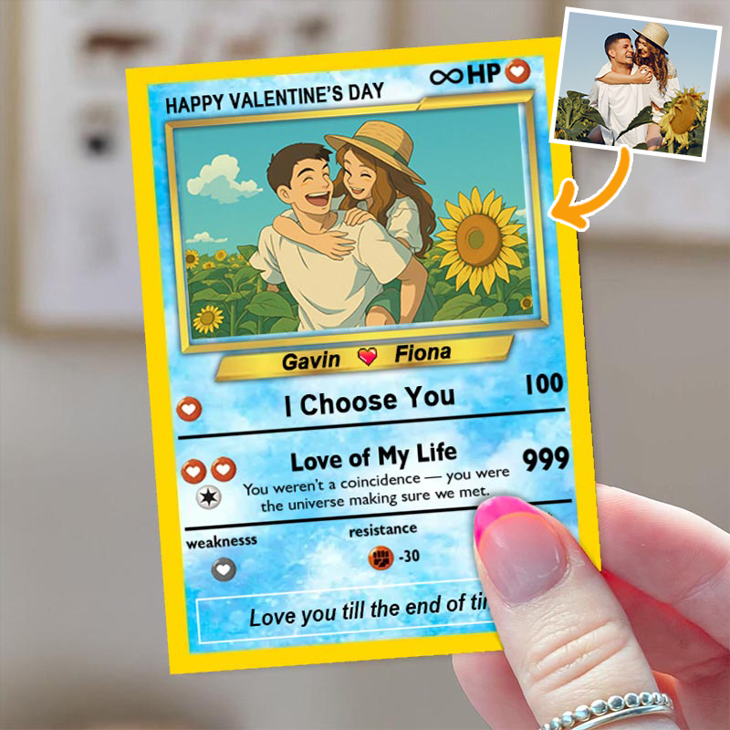 Personalized Photo Poke Card with Heart Pattern Romantic Valentine's Day Gift