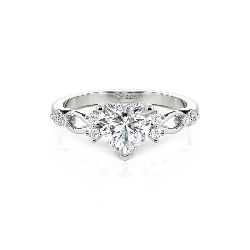 Jeulia Infinity Heart Engagement Ring in Sterling Silver