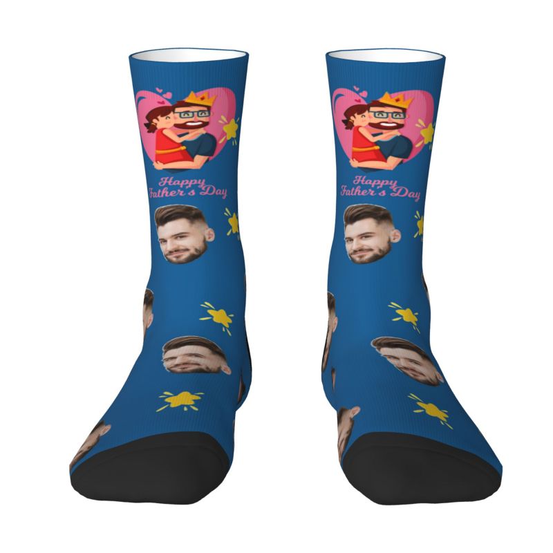 Customizable Face Socks Add 2 Photo Father's Day Gift