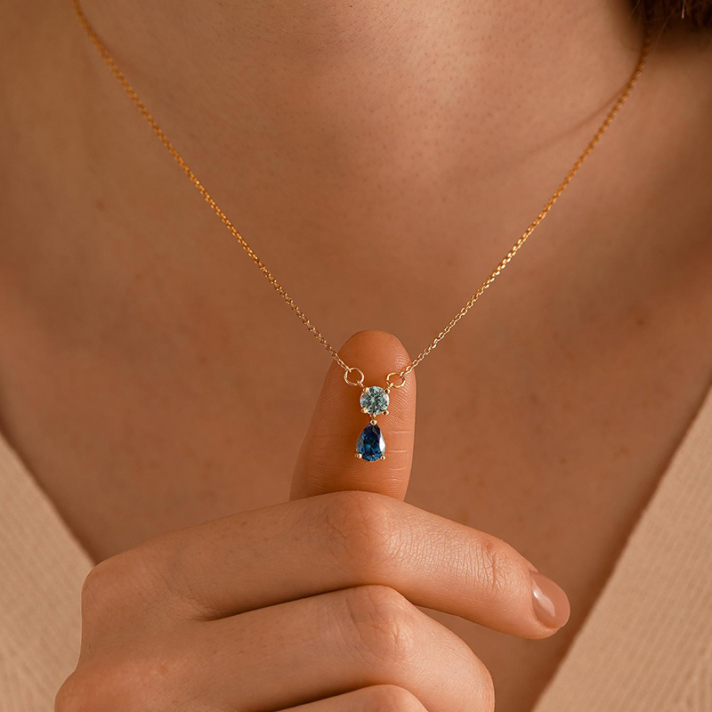 Personalized Twin Birthstone Necklace Great Gift For Valentine's Day