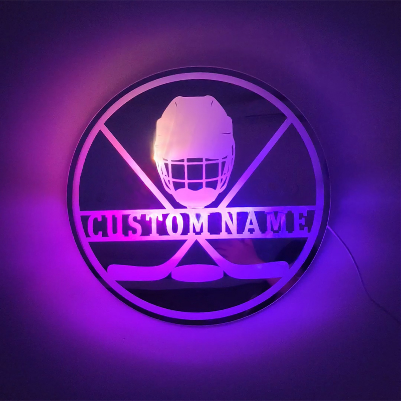 Personalized Hockey Mirror Lamp Cool Gift For Hockey Lovers