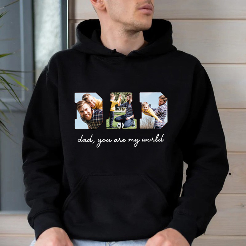 Personalized Hoodie with Custom Photos and Messages for Father's Day Gift