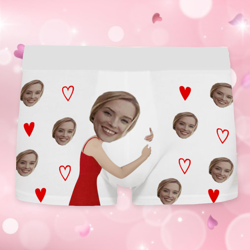 Calzoncillos tipo bóxer para hombre con foto personalizada y estampado de corazón, el mejor regalo para el día de San Valentín