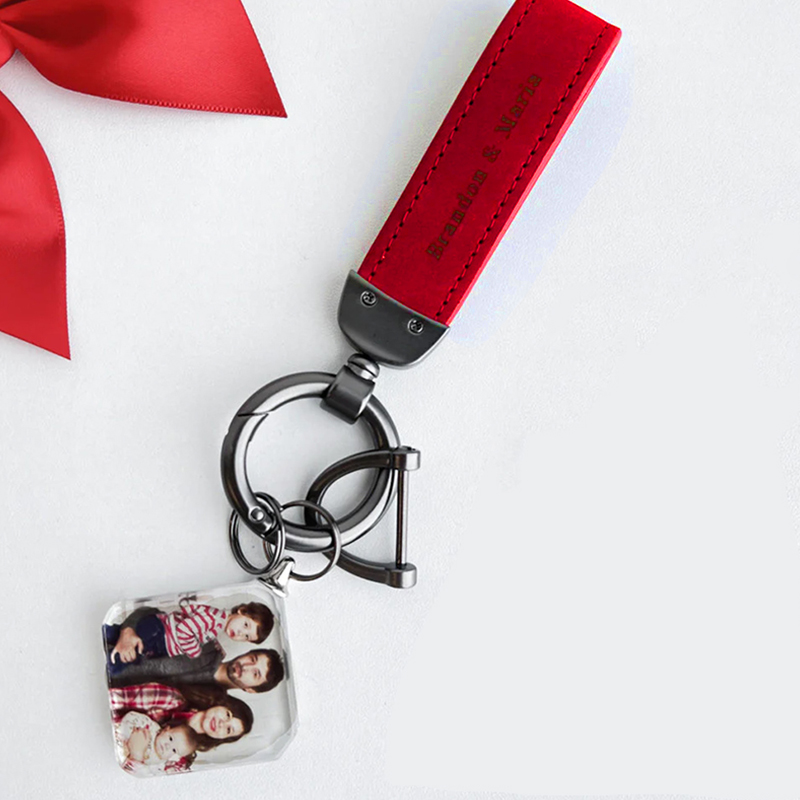 Personalized Leather Keychain With Photo Cool Christmas Gift For Men