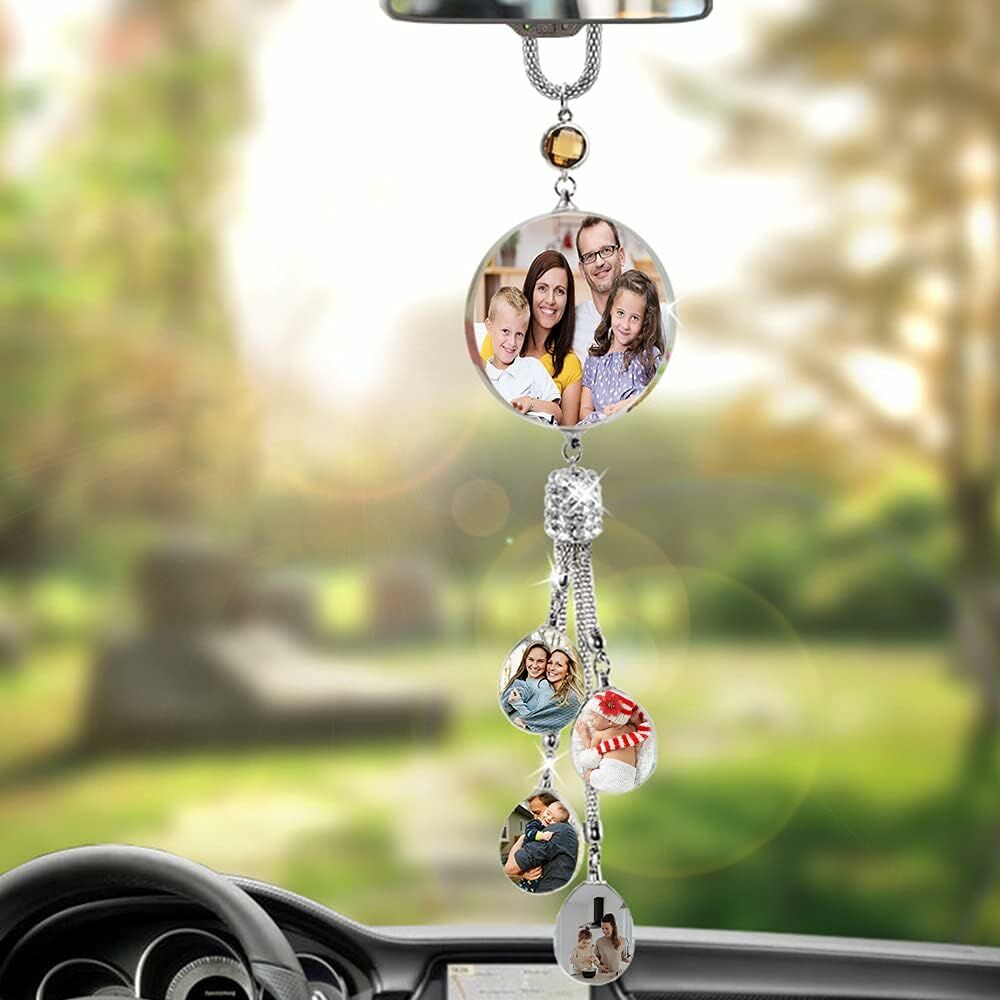 Personalized Photo Pendant 4 Styles Lucky Crystal Car Pendant add 5 Photos for Friends