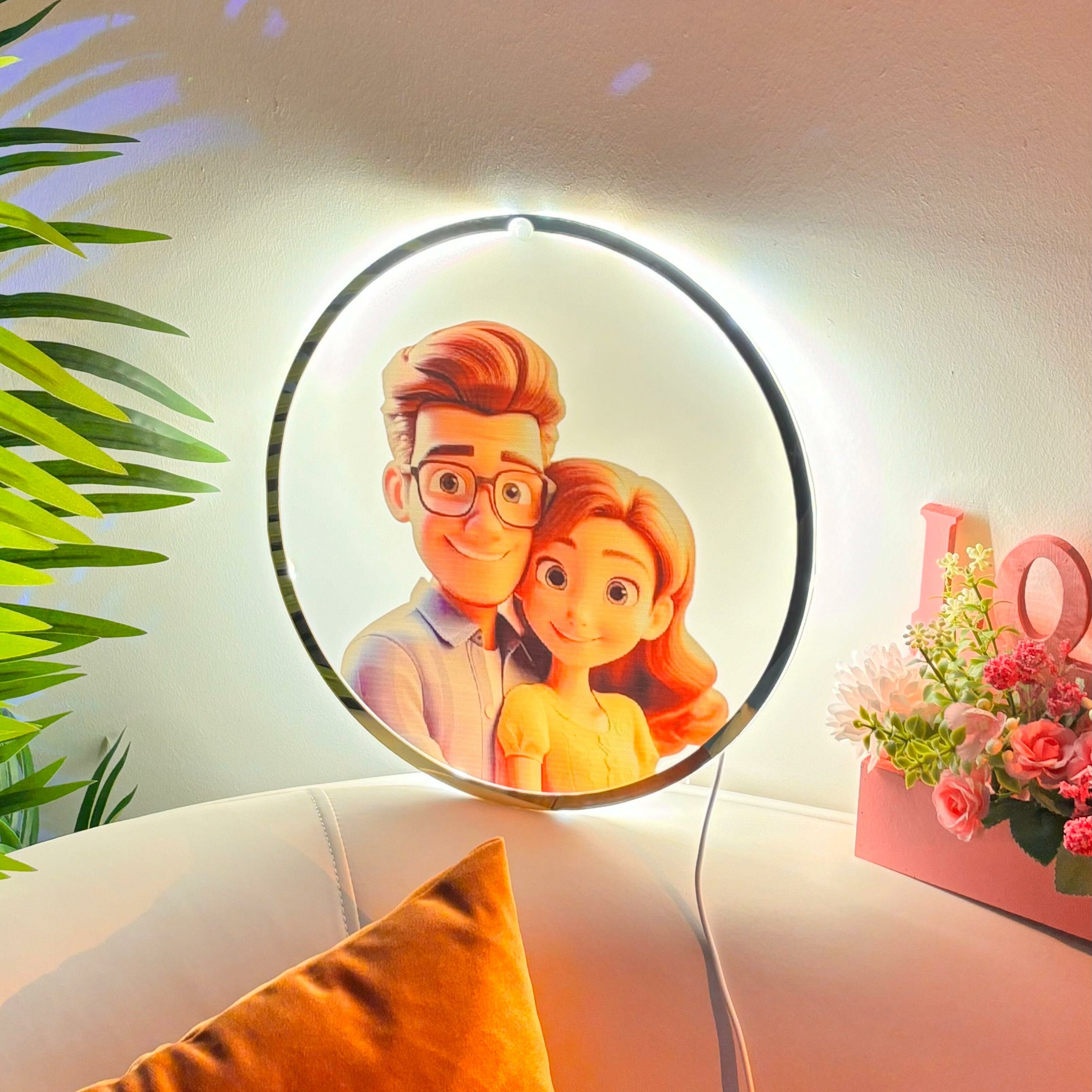 Personalized Cartoon Style Photo Night Light Romantic Gift For Valentine's Day