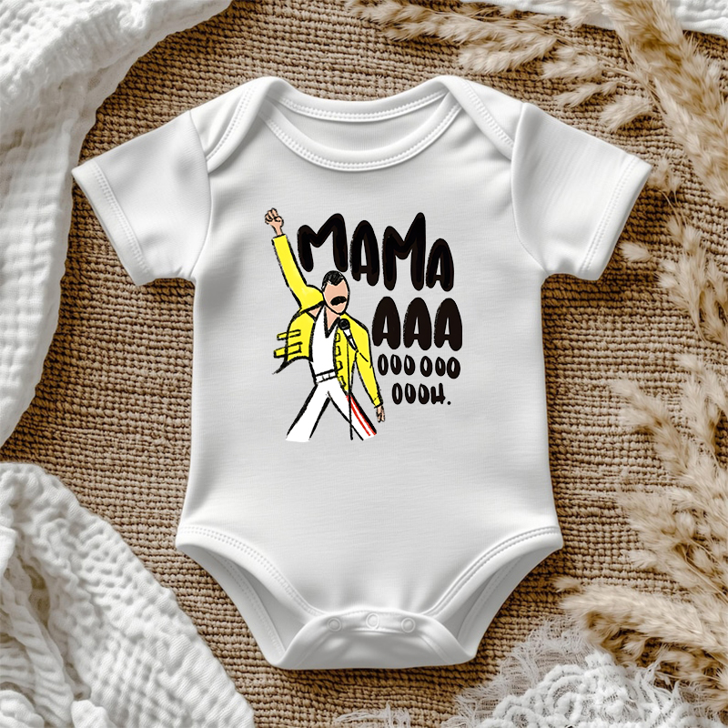 Personalized Baby Onesie Mama Oooh Queen Fans Rock Star Pattern Design Attractive Baby Shower Gift