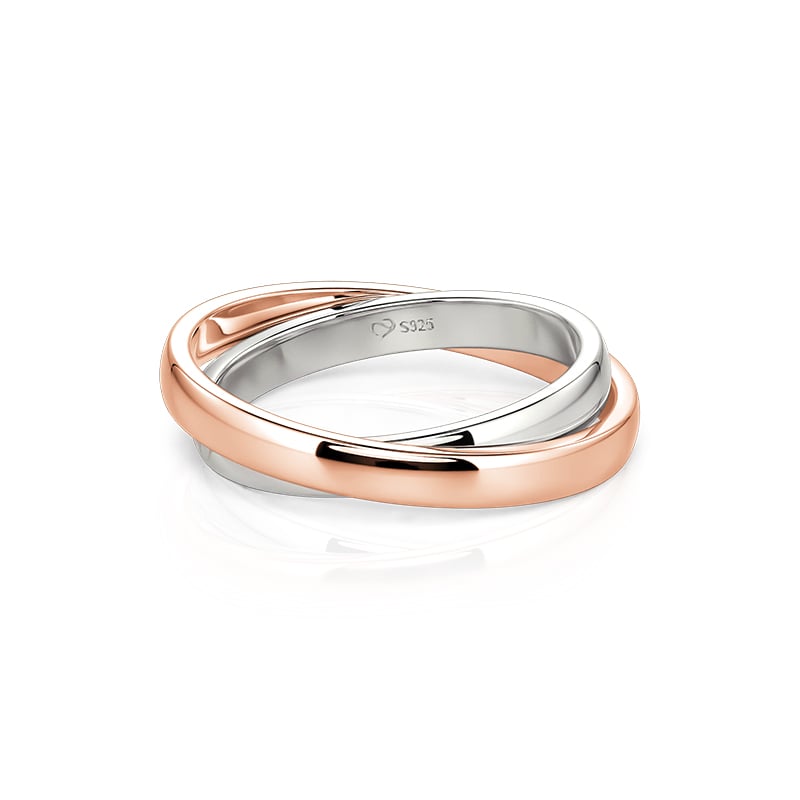 Jeulia Two Tone Plain Crossover Wedding Band for Men