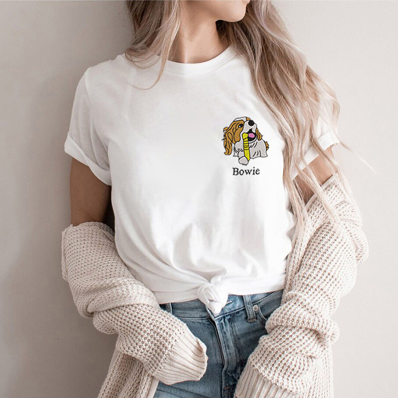 Personalized T-shirt Custom Embroidered Pet Color Photo Adorable Gift for Pet Loving Mom