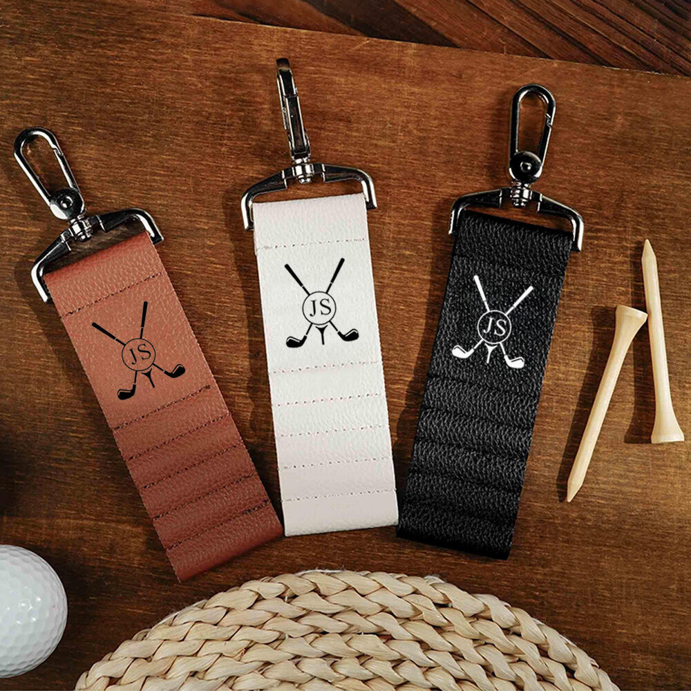 Custom Golf Tee Holder Bag Add Letter Leather Tee Tag Valentine's Day for Husband