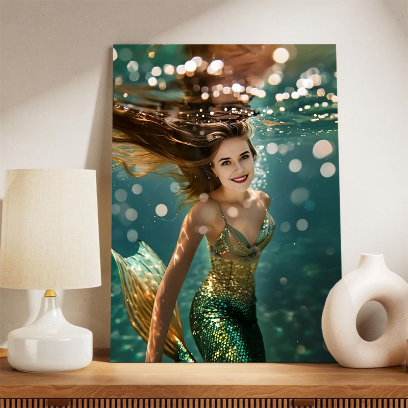 Personalized Beautiful Mermaid Portraits with Custom Face Swap Best Gift for Sister