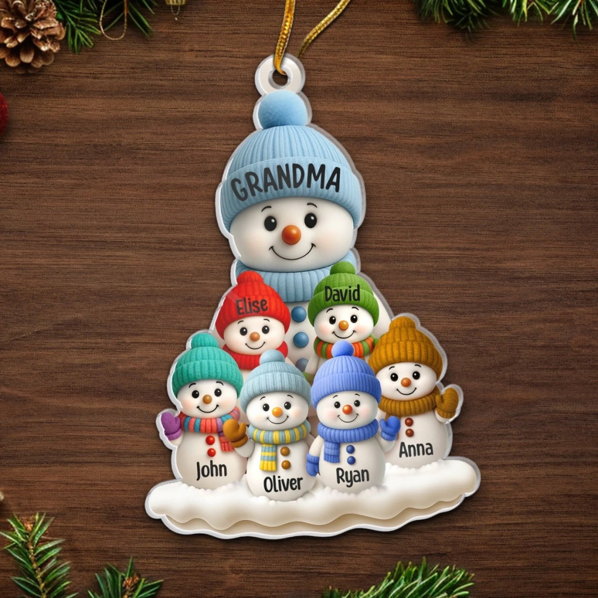 Personalized Snow Name Set Number Ornaments Christmas Gift for Grandma