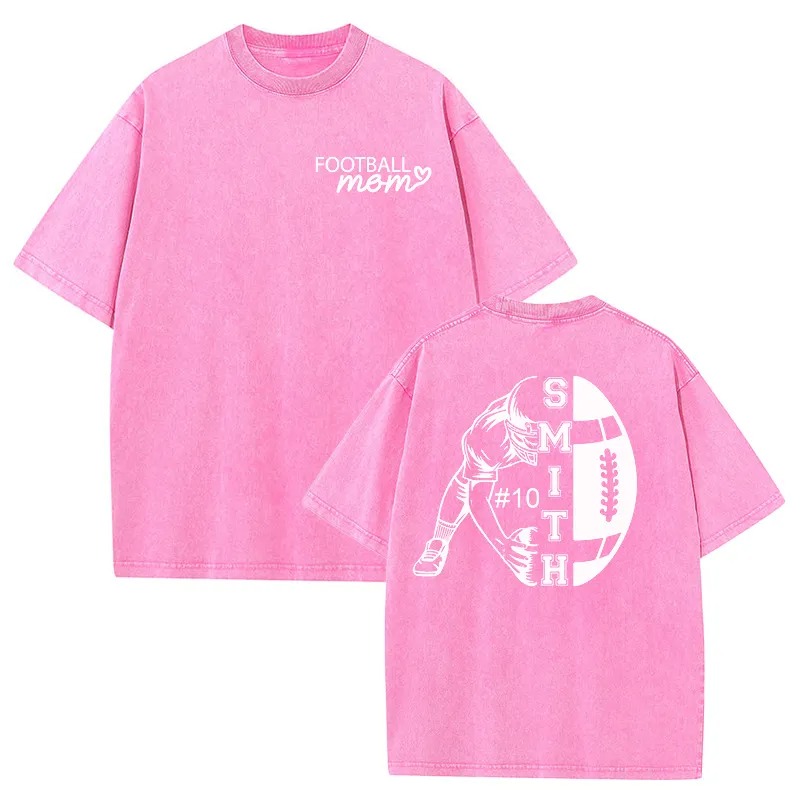 Personalized Washed T-shirt Custom Name Player Game Day Design Perfect Gift for Football Mom