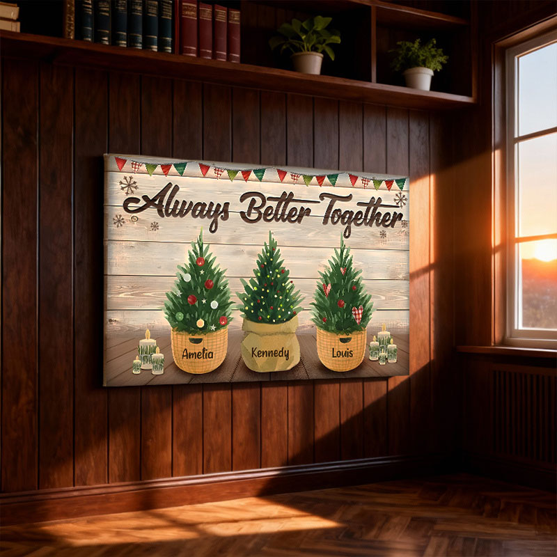 Personalisierte Wanddekoration aus Leinwand mit Namen und Topfpflanzen Tolles Weihnachtsgeschenk