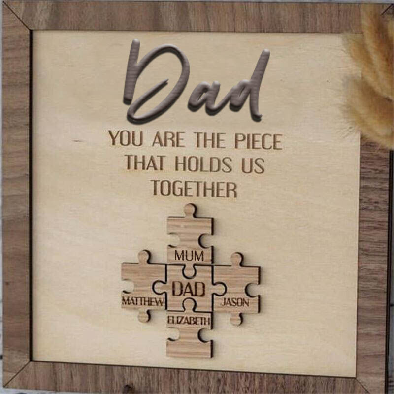 Personalized Wood Name Puzzle Frame "You Are The Piece That Holds Us Together" for Mother's Day Gift