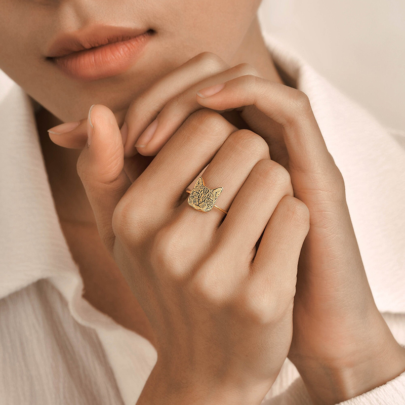 Personalized Picture Ring Cute Gift for Pet Lover