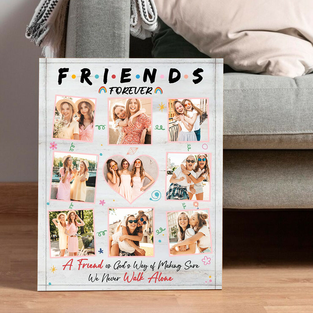 Personalized Picture Canvas Wall Art with Rainbow Pattern Beautiful Gift for Friend