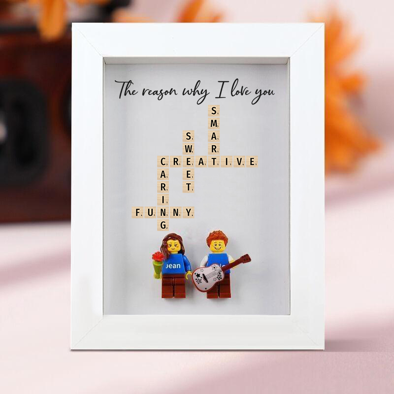 Personalized Minifigure Photo Frame With Scrabble Valentine's Day Gift