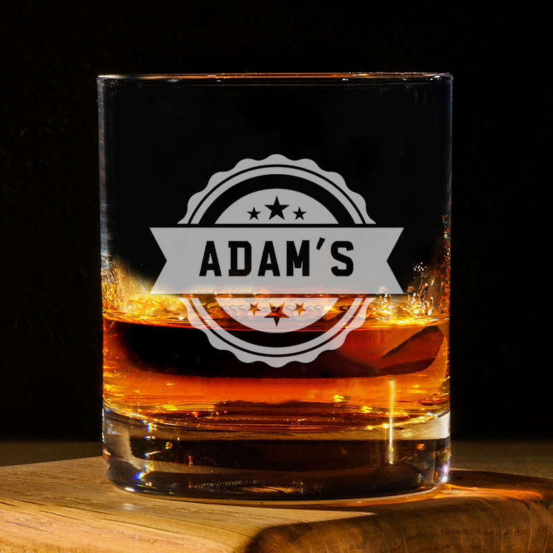 Personalized Name Whiskey Glass with Star Pattern Best Gift for Boyfriend