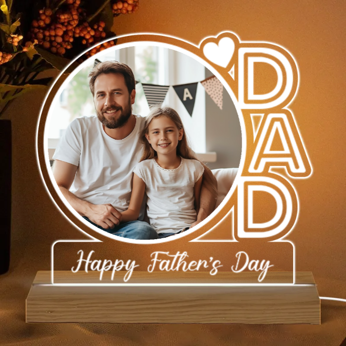 Personalized Picture Night Light with Heart Pattern Best Father's Day Gift