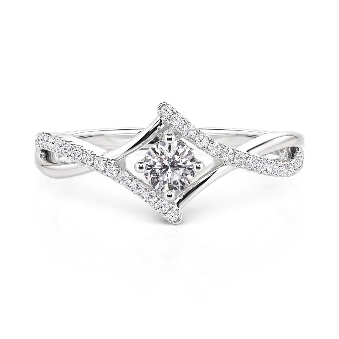 Jeulia Classic Simple Bypass Round Cut Engagement Ring