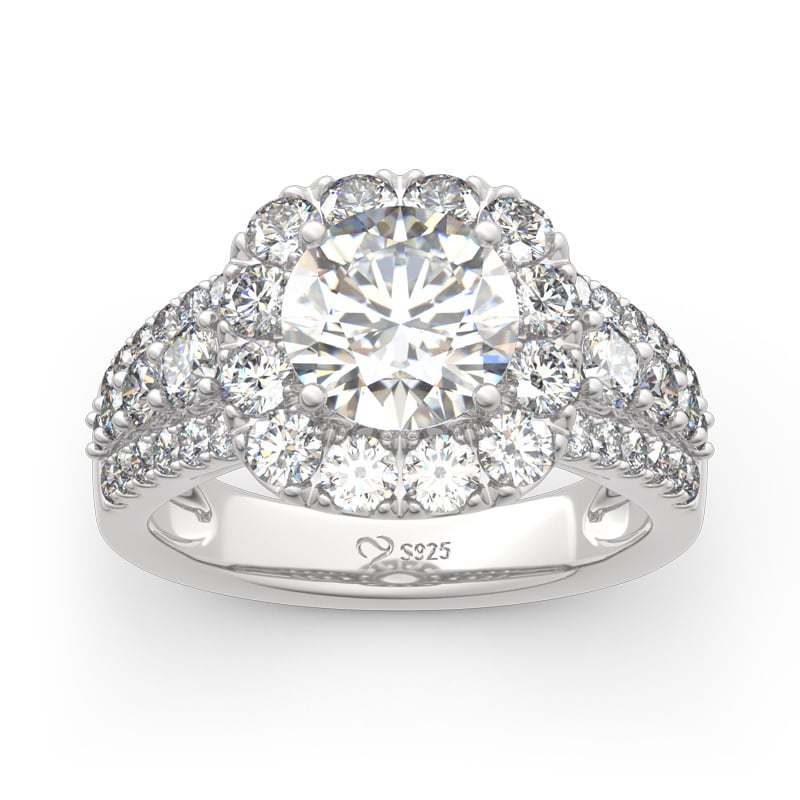 Gorgeous 3.5CT Halo Round Cut Sterling Silver Engagement