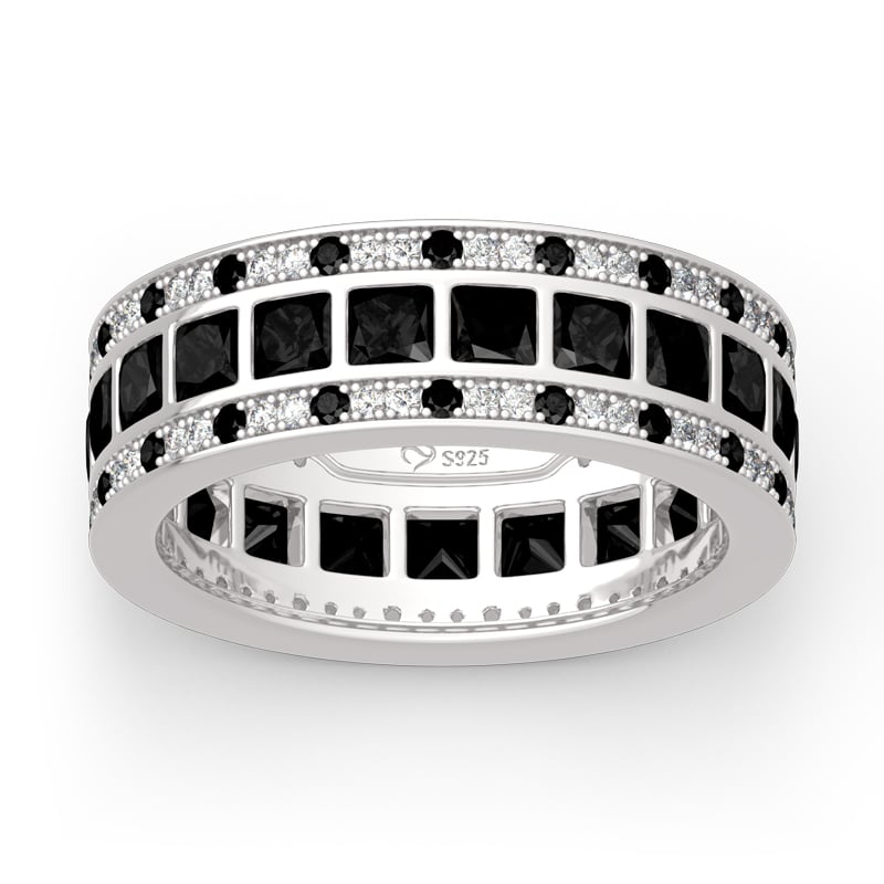 Jeulia "Love Movie" Princess Cut Sterling Silver Band