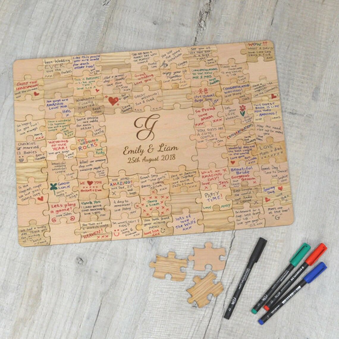 文字入れ ウエルカムボード 結婚式 パズル 木製 カスタマイズ