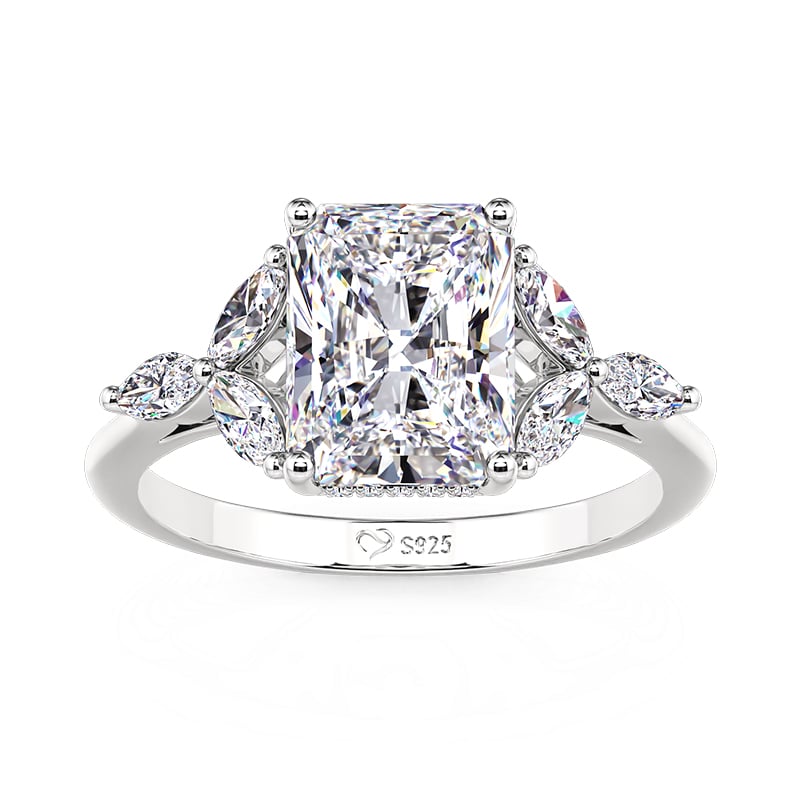 Jeulia Leaf Petal Radiant Cut Engagement Ring Pave Setting