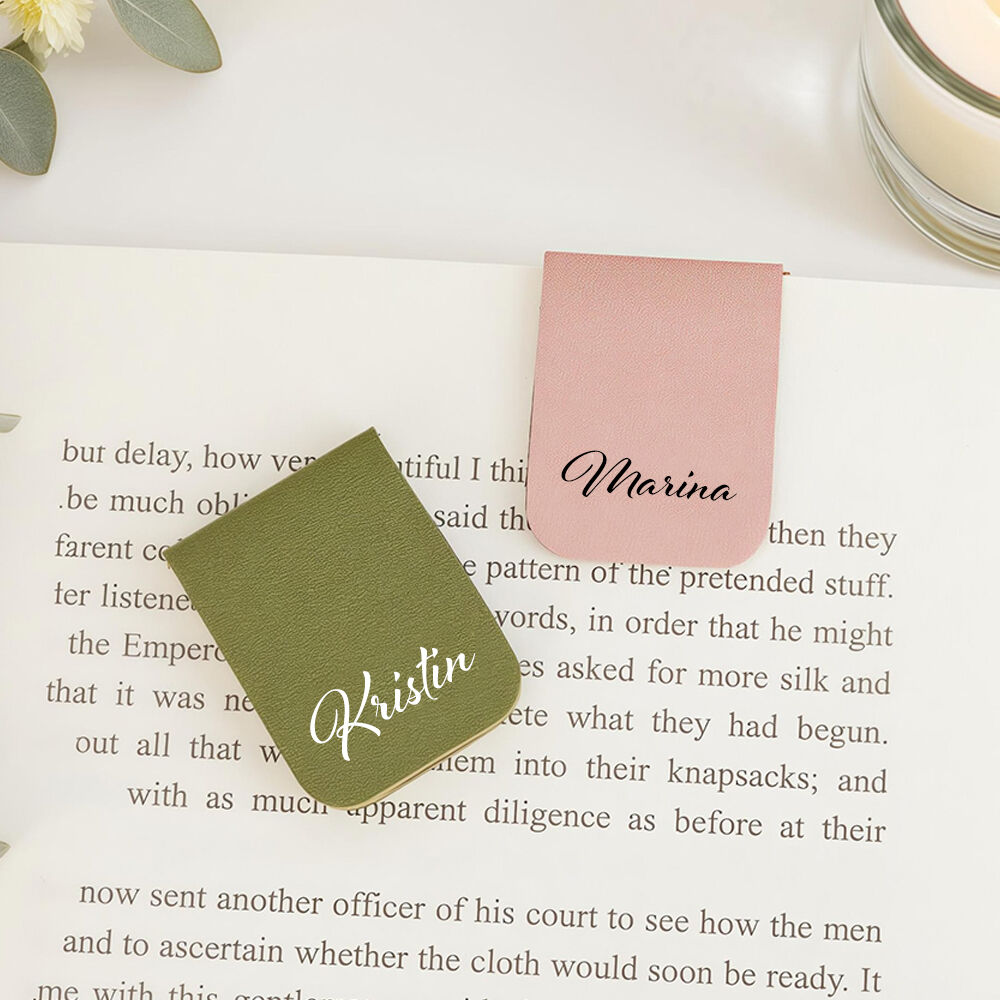 Personalized Leather Magnetic Bookmark Customized Name Book Lover Gift for Readers