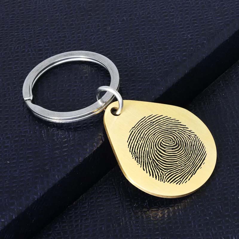 Aangepaste onregelmatige vingerafdruk sleutelhanger