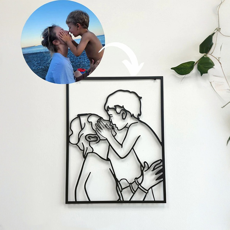 線画 イラスト フォト フレーム 写真立て 木製