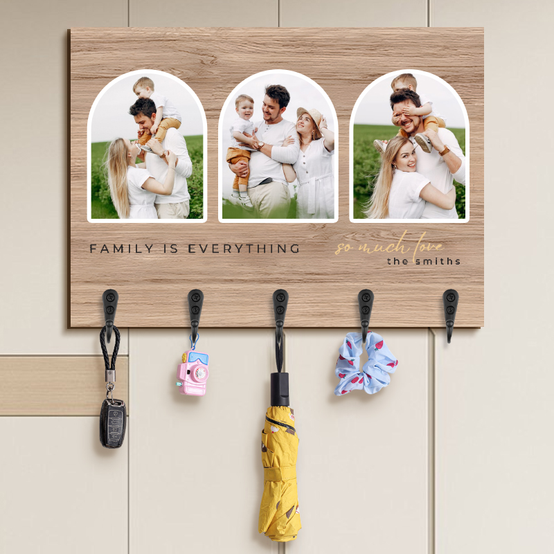 Personalisierter Schlüsselhaken Familie ist alles Individuelles Foto Perfektes Deko-Geschenk für einen geliebten Menschen