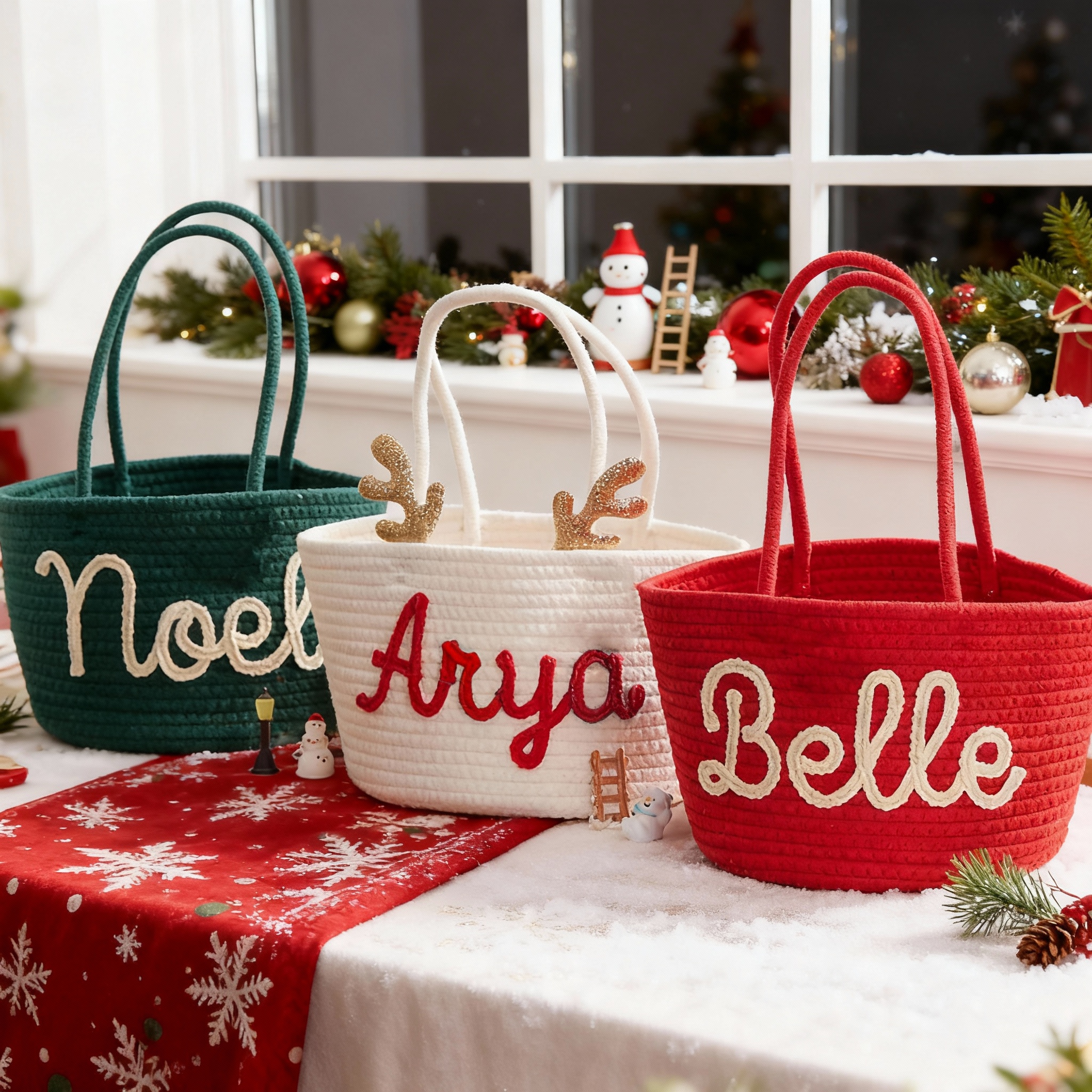 Personalised Name Christmas Gift Bag Storage Basket Beautiful Present for Best Friends