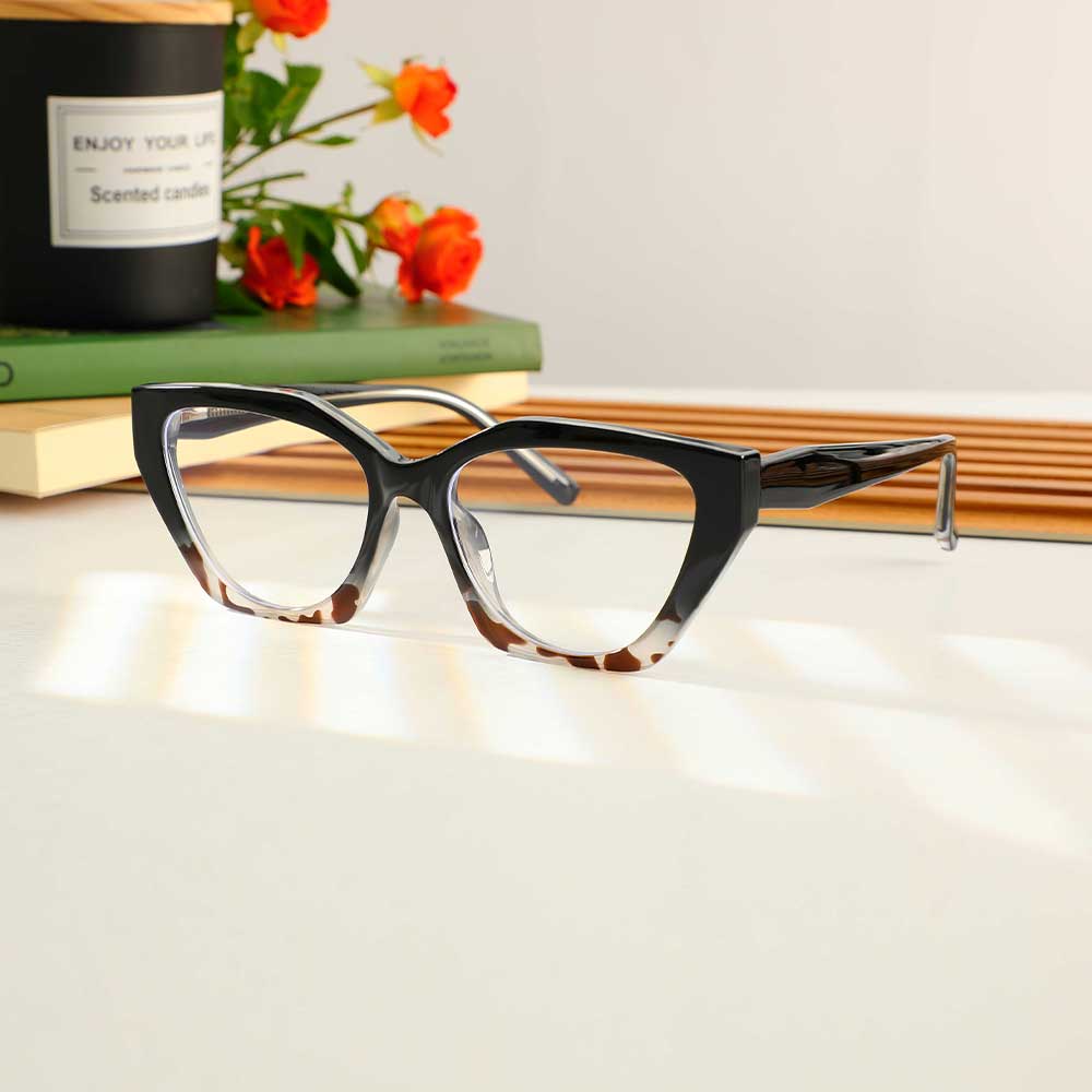 Nathaniei Cat Eye Schwarze Leopardene Brille