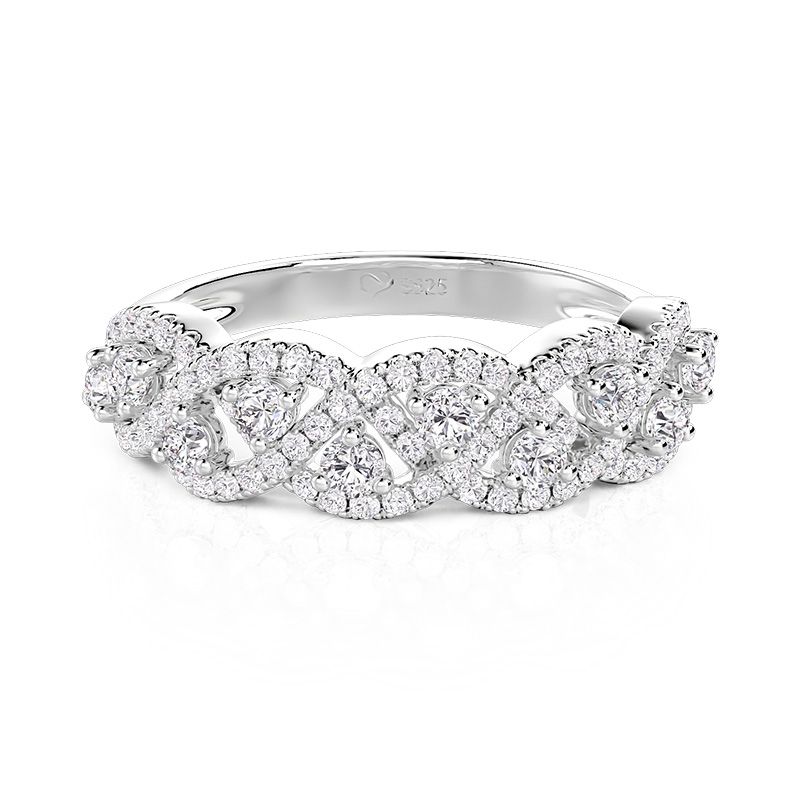 Jeulia Custom Twisted Woven Ring with Birthstone Sterling Silver