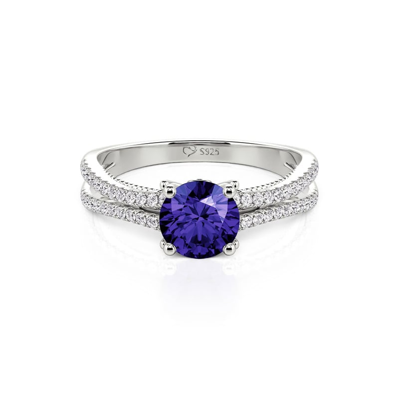 Jeulia Custom Birthstone Promise Ring Split Shank Pavé