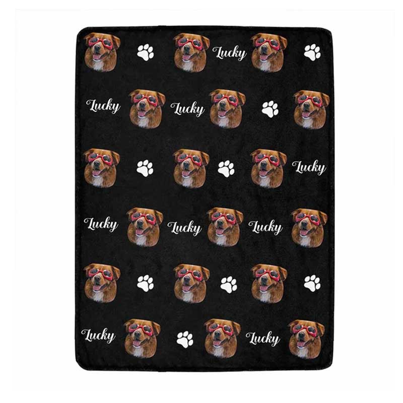Custom Dog Blankets Personalized Pet Blankets Face Photo Blanket with Name