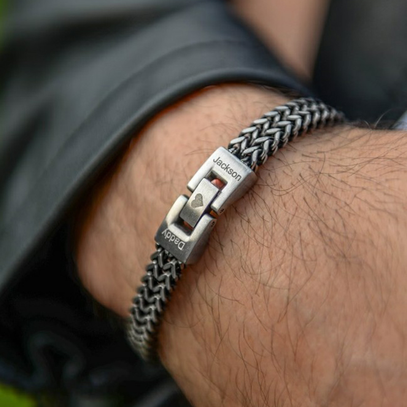 Personalized Men's Bracelet With Custom Text Warm Father's Day Gift For Dad