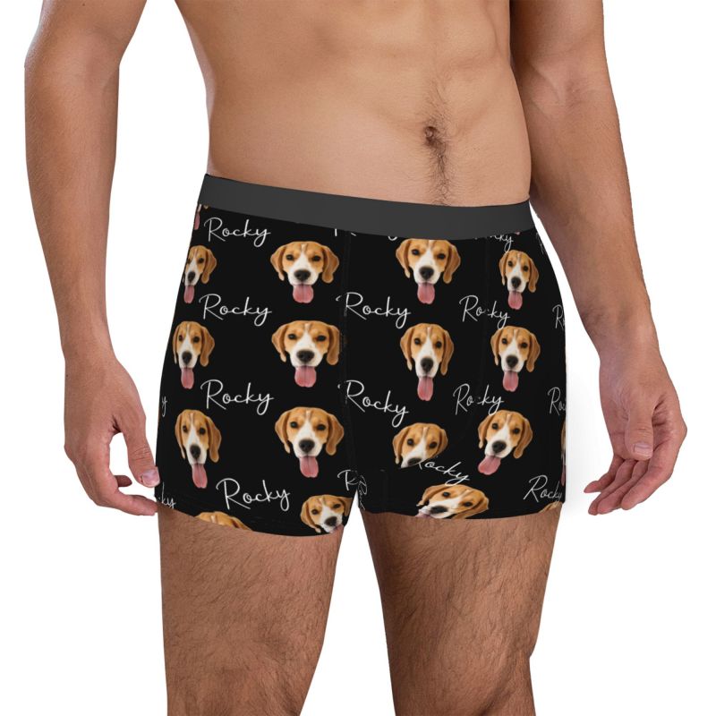 Boxer intimo da uomo con foto personalizzata e nome personalizzato, regalo semplice per gli amanti degli animali
