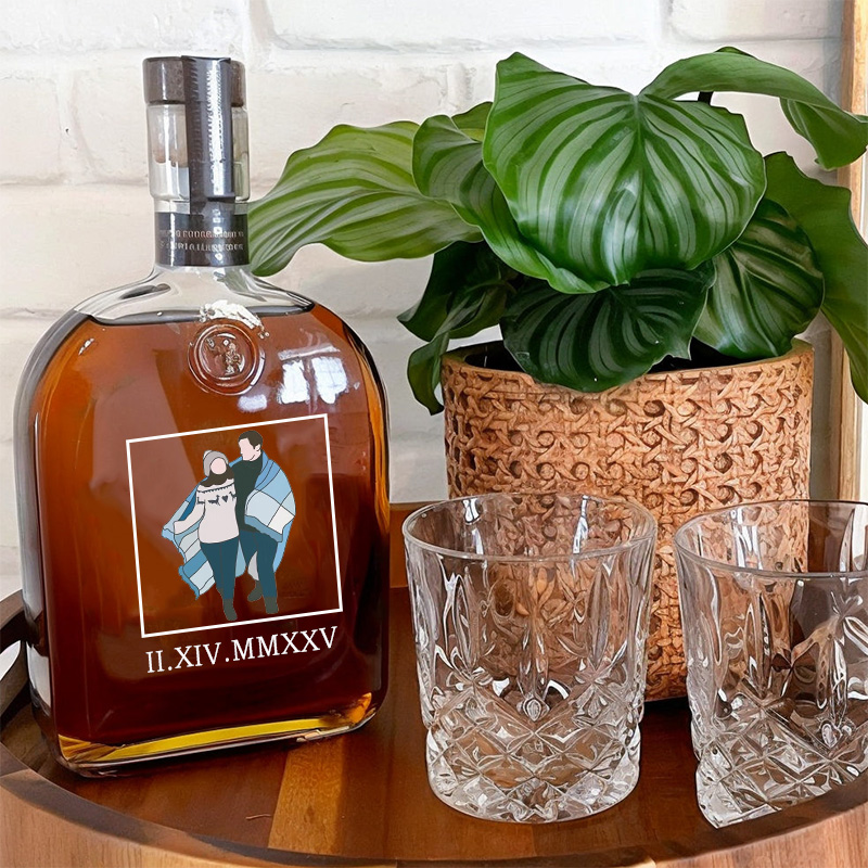 Personalized Picture Whiskey Bottle with Custom Date Wonderful Gift for Anniversary