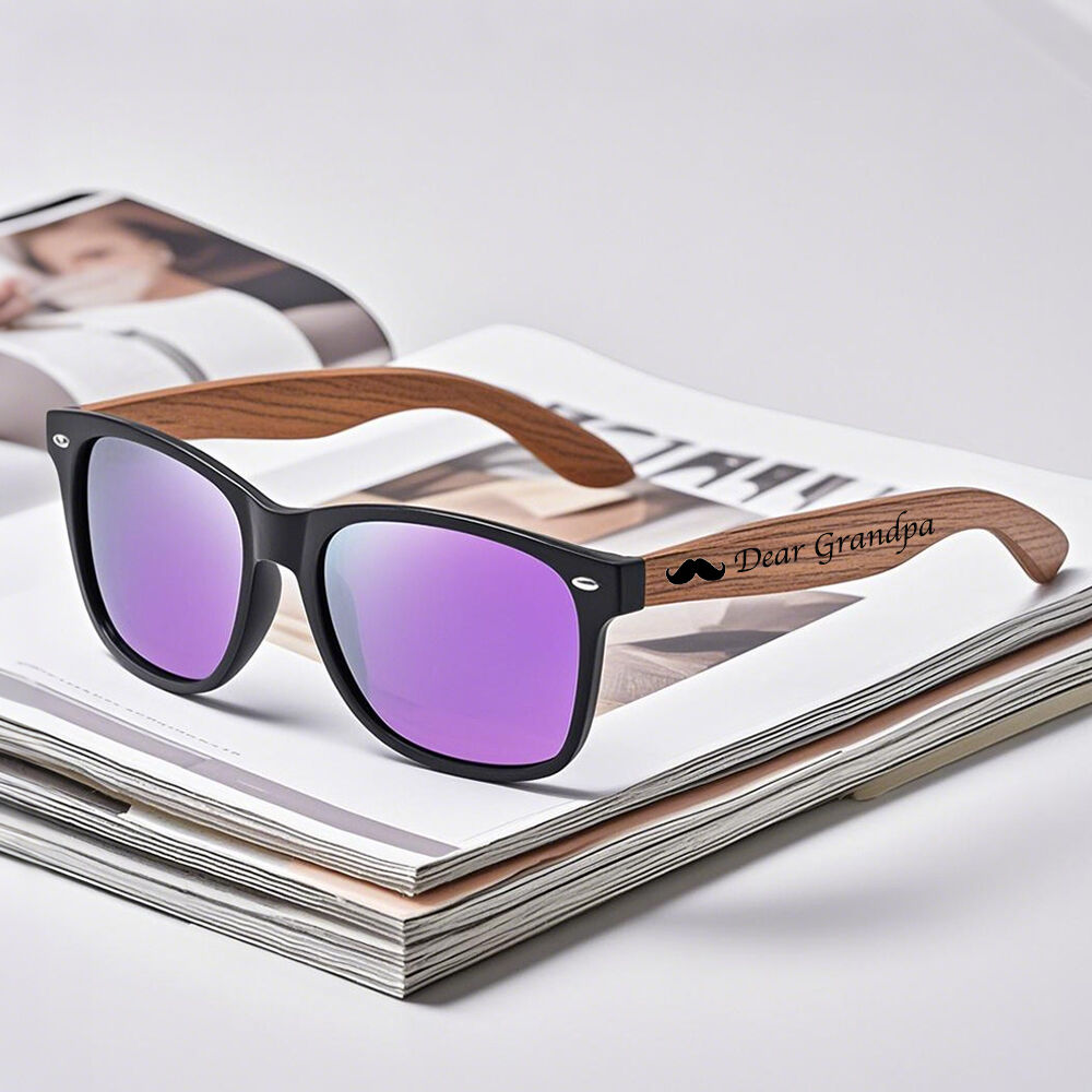 Personalized Sunglasses with Mustache Pattern Funny Birthday Gift for Dad or Grandpa