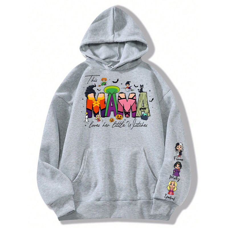 Personalized Hoodie This Mama Loves Her Little Witches Custom Kids Design Attractive Halloween Gift for Mom
