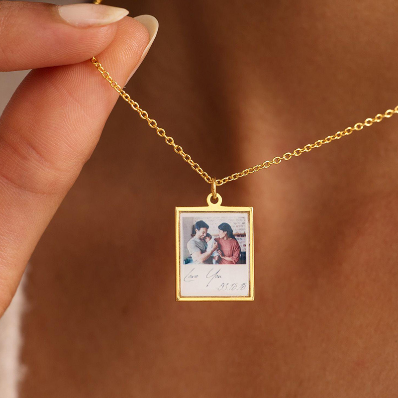 Personligt fotohalsband med anpassningsbar text en present till familjen