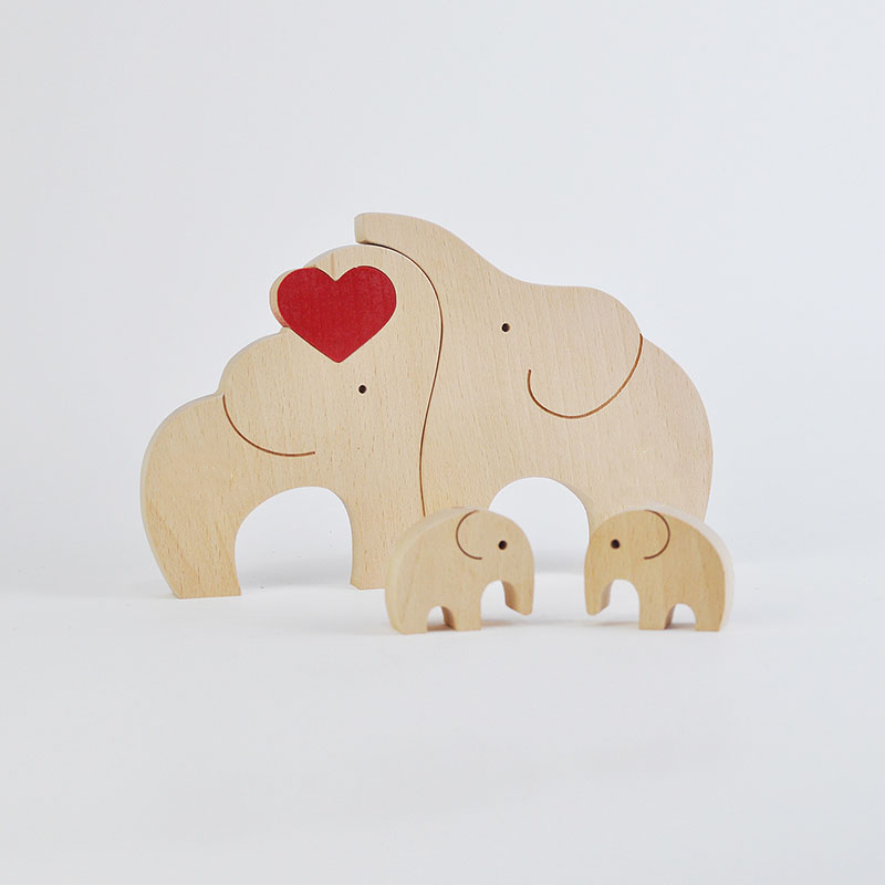 名入れ ウッド パズル 象 オブジェ 置物 インテリア