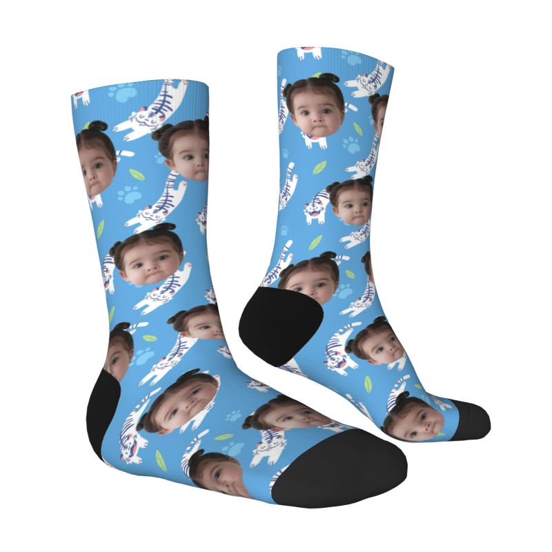 Calcetines faciales personalizados impresos con fotos infantiles para padre
