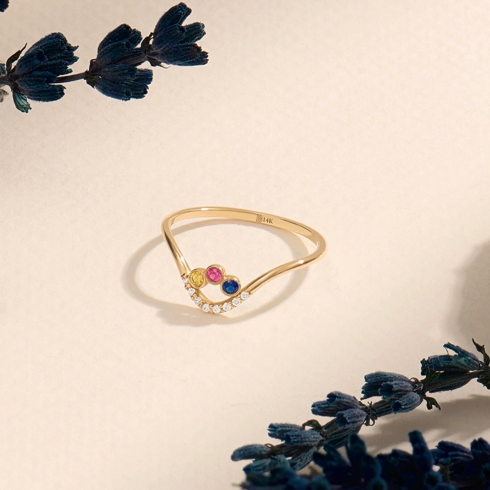 Personalized 3 Birthstones Ring Gift for Mother's Day