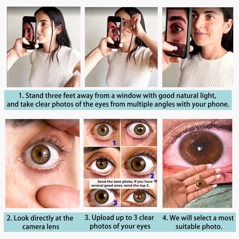 Personalized Pupil Photo Necklace with Name Gift for Pet Lovers